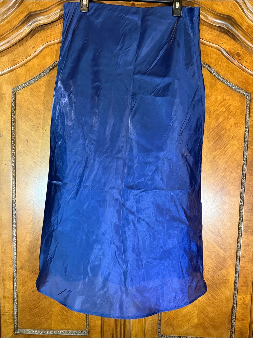 Anthropologie Satin Maxi Skirt in Deep Blue